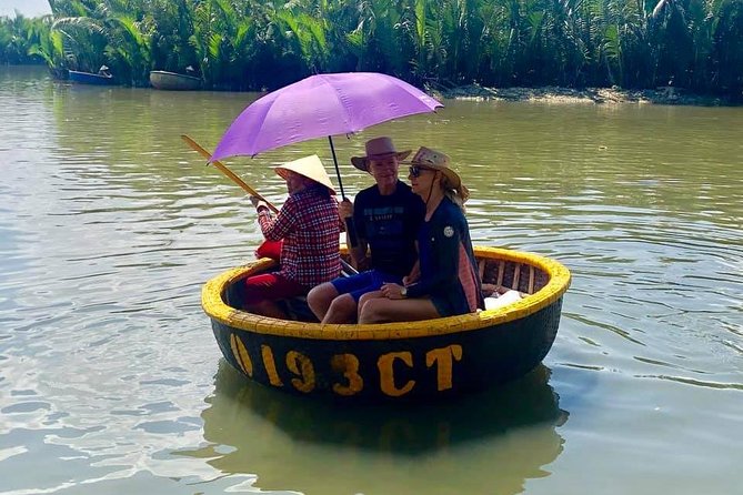 Basket Boat-Buffalo Ride-Farming-Pottery Making &Marble Mountains - Bay Mau Coconut Forest: round boats and crab fishing