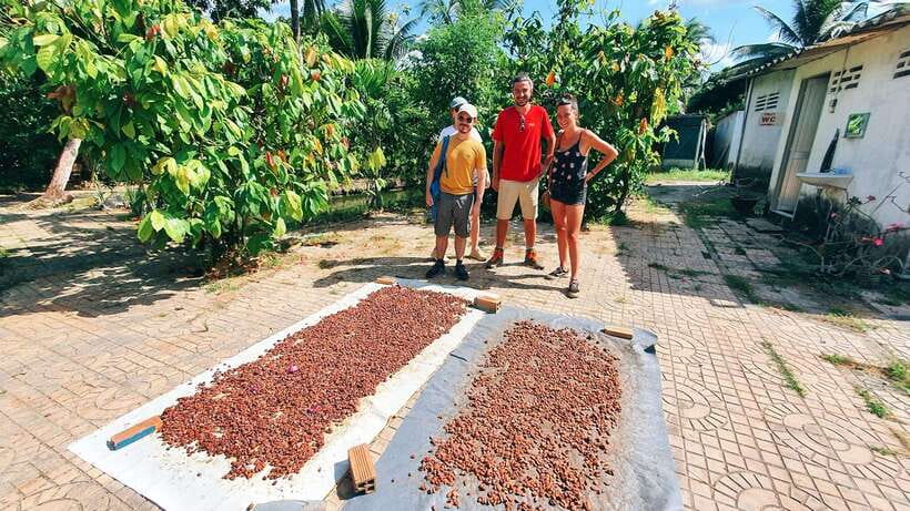 Can Tho: Countryside Cycling Tour with Cocoa Farm Visit - Crossing the river by ferry