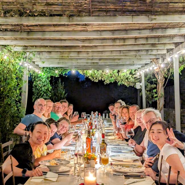 Communal dinner in an ancient Tuscan farmhouse - The sunset aperitivo sets the mood
