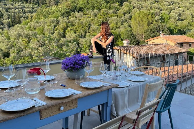 Cooking Class and Lunch at a Tuscan Farmhouse with Local Market Tour from Florence - Sitting down to a Tuscan lunch with wine