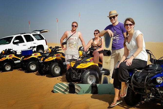 Dubai Desert Morning Tour in 4WD Vehicle: Camel Ride, Quad Bike Tour, Sandboarding, and Camel Farm - Sandboarding is easy to try, harder to master