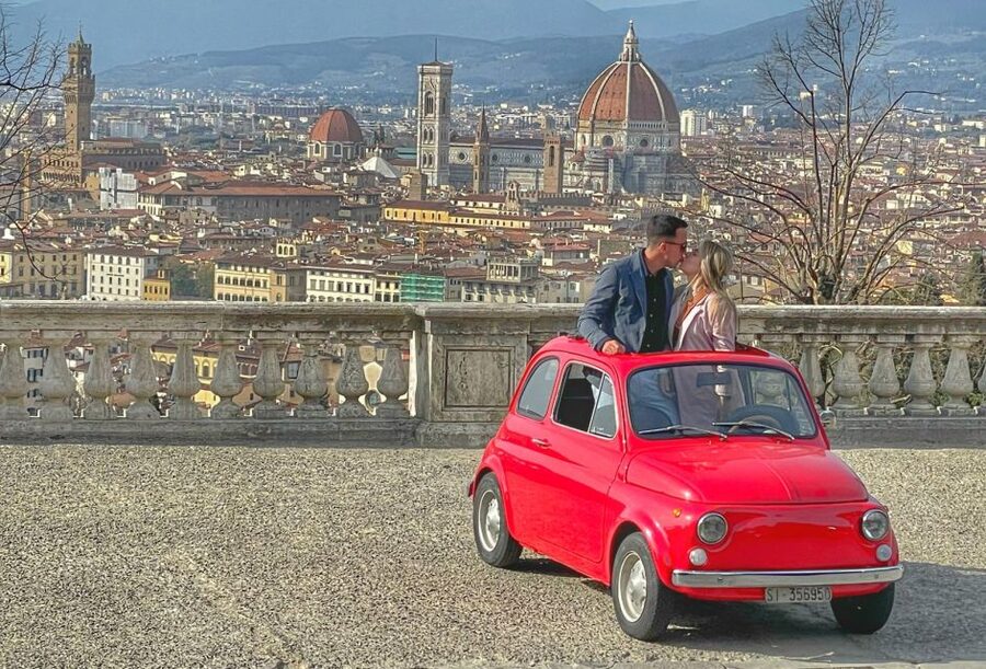 Florence: Vintage Fiat 500 Tour with Wine Tasting at Winery - San Miniato al Monte and the Florence skyline