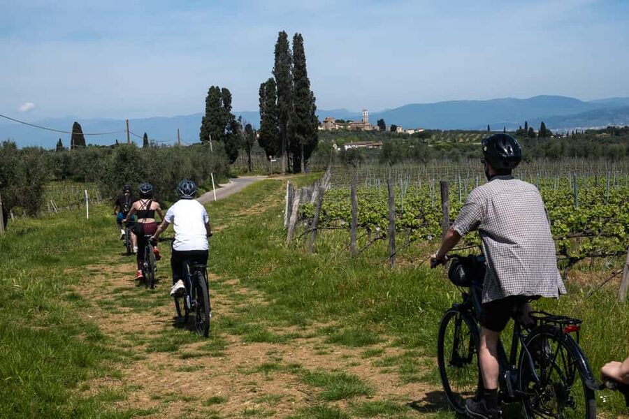 From Florence: Tuscan Hills Biking with Farm Tour and Lunch - The first climb and the 15-minute viewpoint