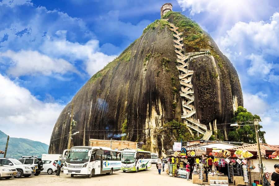 From Medellin: Guatapé & Peñol Rock with Boat & farm animals - Climbing Peñol Rock, one step at a time