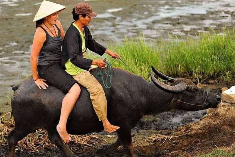 Hoi An Wet Rice Farming Tour-Basket Boat Tour Fishing-Lunch - Starting in the rice fields with traditional tools