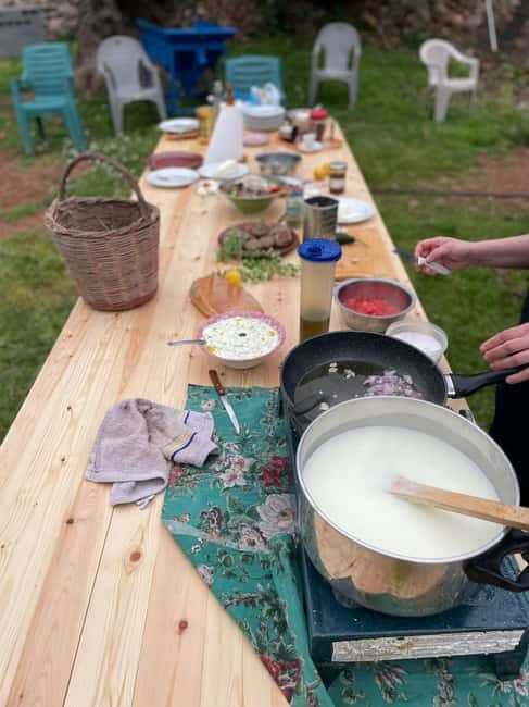 Kalamata: Farm-to-Table Experience with Cooking - Cooking Kagianas, salad, beef patties, and tzatziki