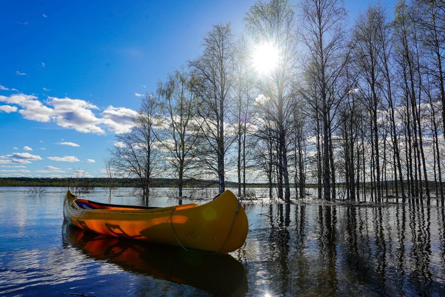 Rovaniemi: Authentic Reindeer Farm & Canoeing - Learning to canoe on the lake