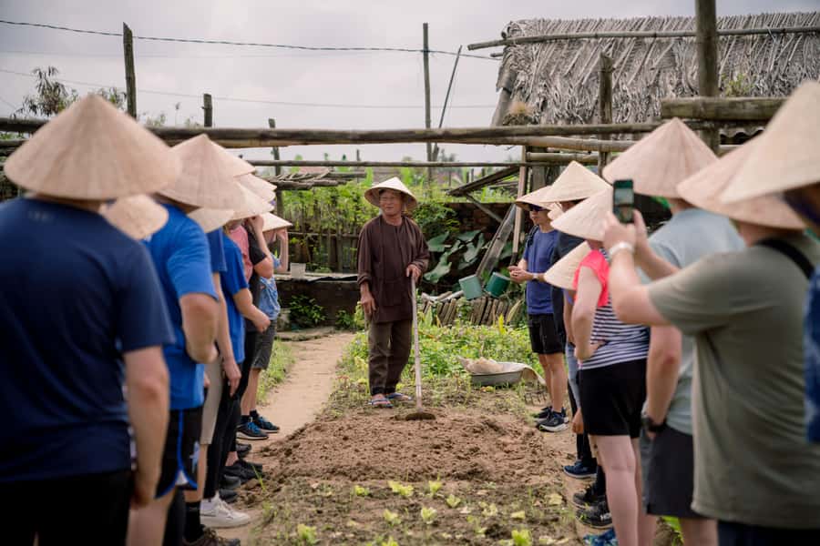 Rural Cycle, Market Tour, Basket Boat & Organic Farm Cooking - Working an organic farm with local growers