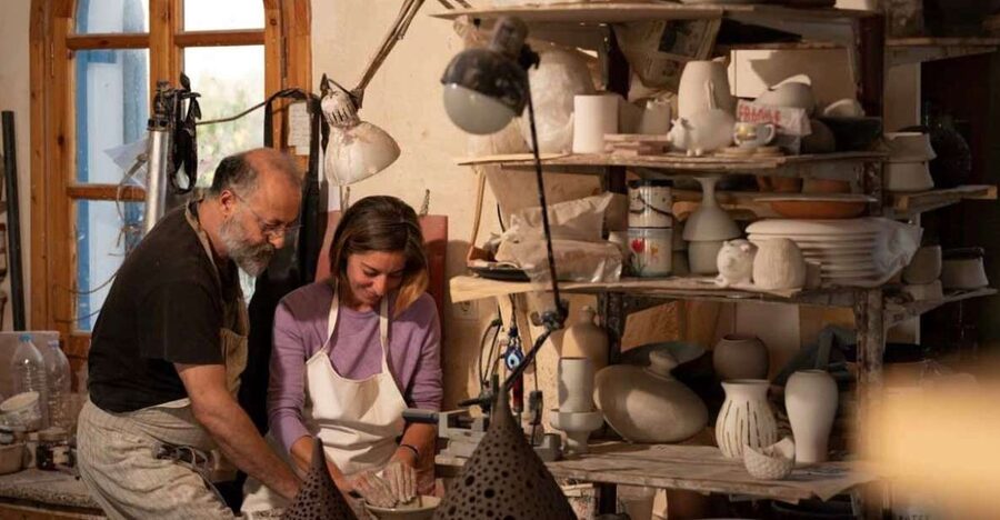 Santorini: Unexplored Culture Day Trip with Farm Visit - Pottery, color, and Santorini design